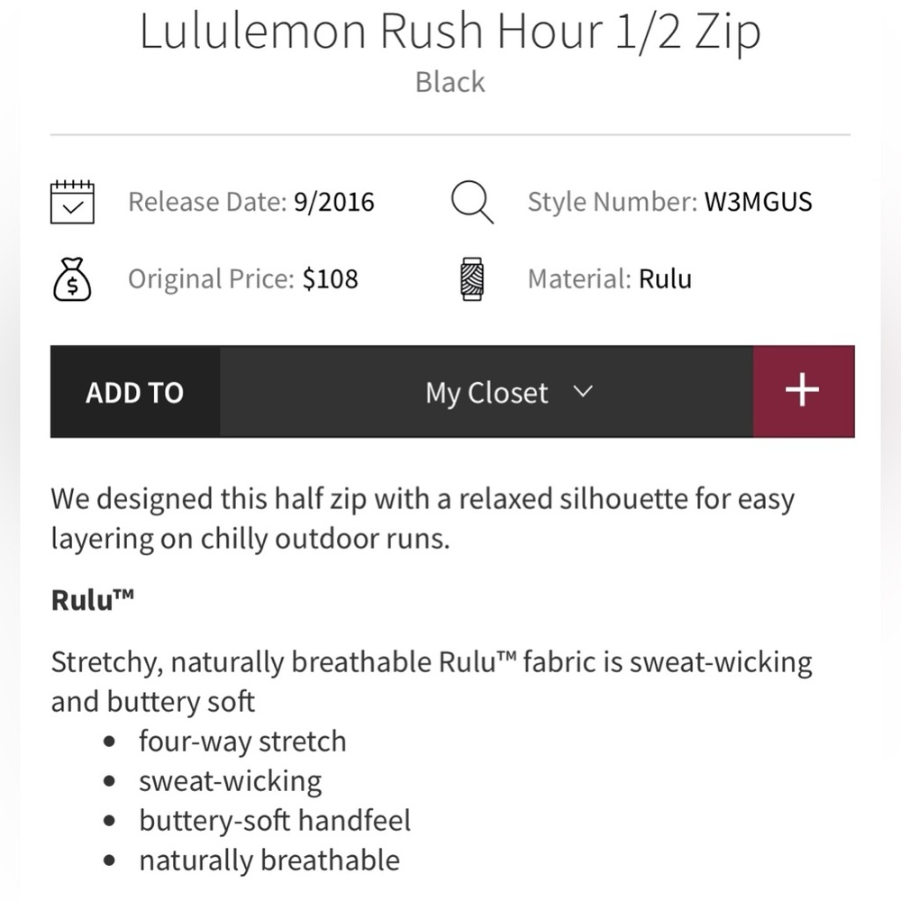 Lululemon Rush Hour 1/2 Zip Black Thumb Holes Size 4 - Picture 3 of 14